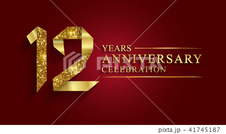 12 years anniversary ribbon golden number. 12 years anniversary ribbon golden number. 41745187