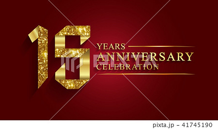 15 years anniversary ribbon golden number. 15 years anniversary ribbon golden number. 41745190