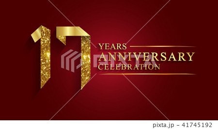 17 years anniversary ribbon golden number.  41745192