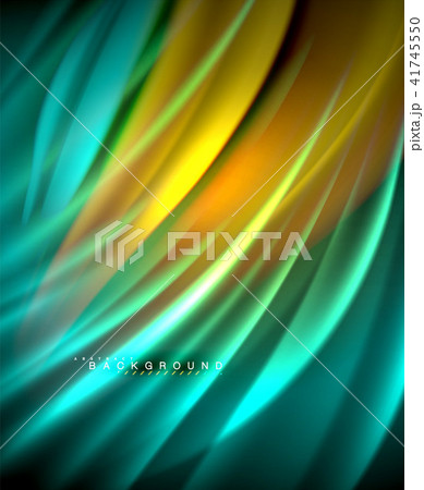 Neon glowing wave, magic energy and light motion background. Vector wallpaper template 41745550