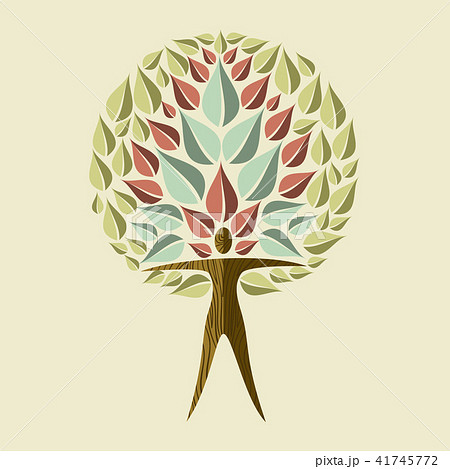 Yoga tree concept of woman doing relaxation pose 41745772