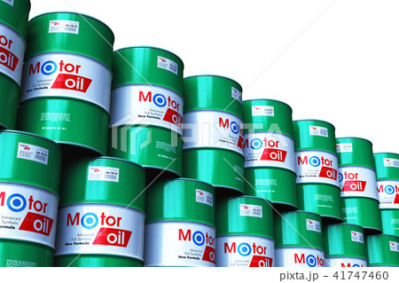 Stacked barrels with motor oil lubricant isolated 41747460