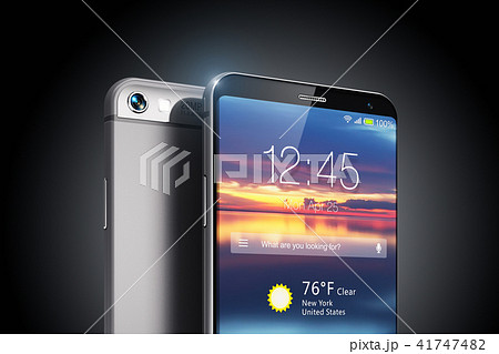 Modern touchscreen smartphone on black background Modern touchscreen smartphone on black background 41747482