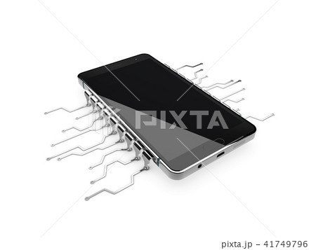 3d Illustration of phone in the form of microchip, isolated white background 3d Illustration of phone in the form of microchip, isolated white background 41749796