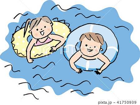 プール 子ども イラスト 水遊び 海水浴のイラスト素材