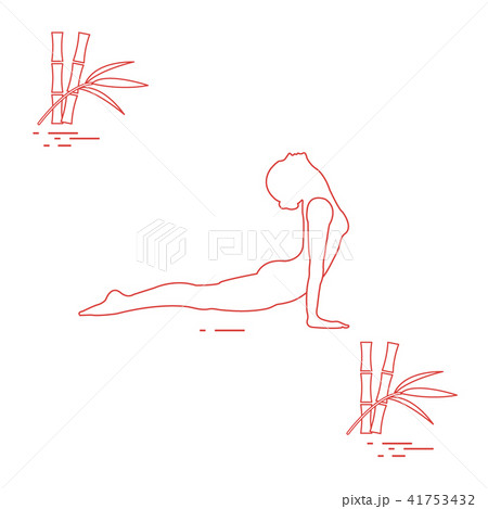 Silhouette of woman yoga pose and bamboo Relax and 41753432
