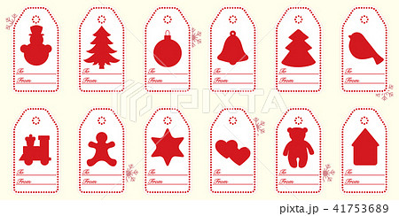 Gift tags with new year and christmas symbols with 41753689
