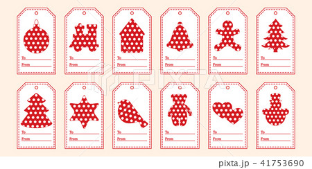 Gift tags with new year and christmas symbols with 41753690