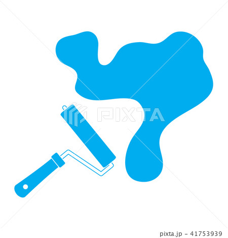 a colored roller for paint and a big splodge of a colored roller for paint and a big splodge of 41753939