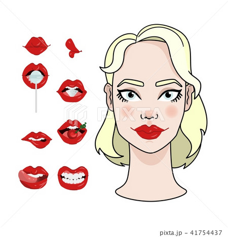Vector woman sexy makeup red lips set 41754437