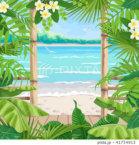 Tropical Background with Terrace on Seaside. Tropical Background with Terrace on Seaside. 41754913