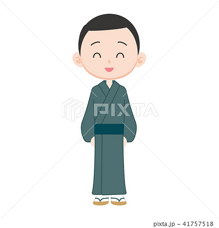 着物を着た昭和のお父さん 笑顔のイラスト素材