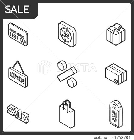 Sale outline isometric icons Sale outline isometric icons 41758701