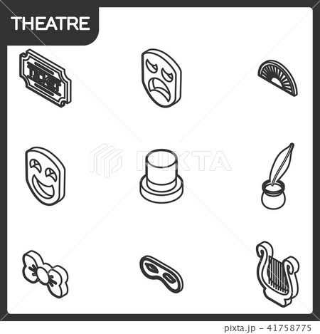 Theatre outline isometric icons Theatre outline isometric icons 41758775