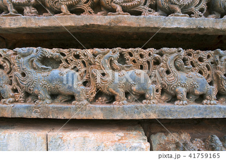 Sculpture at base of Kedareshwara temple Halebidu 41759165