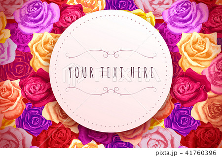 Beautiful bright colorful rosebuds with round place for text, lovely horizontal banner template 41760396