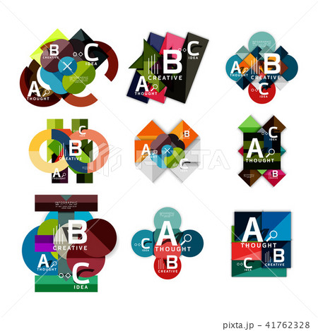 Collection of paper geometric infographics, a b c process options, presentation layouts 41762328