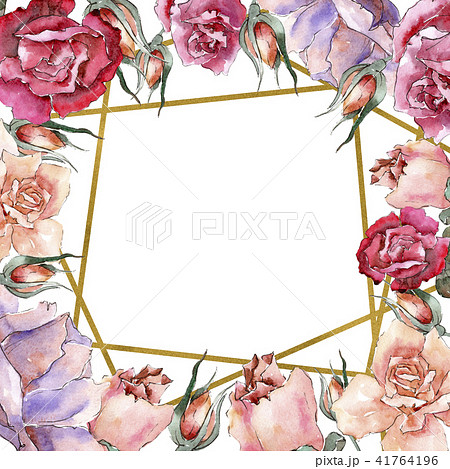 Colorful roses. Floral botanical flower. Frame border ornament square. Colorful roses. Floral botanical flower. Frame border ornament square. 41764196
