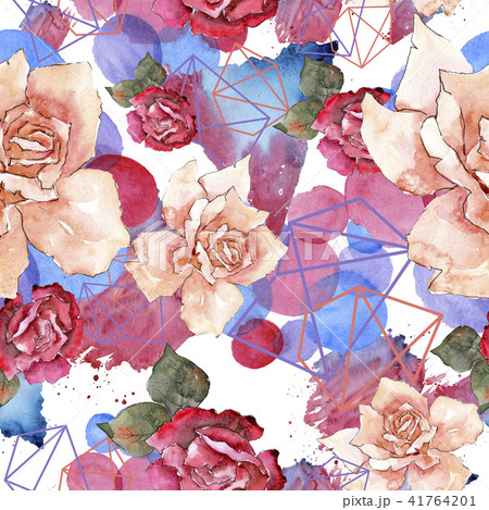 Colorful roses. Floral botanical flower.Seamless background pattern. Colorful roses. Floral botanical flower.Seamless background pattern. 41764201