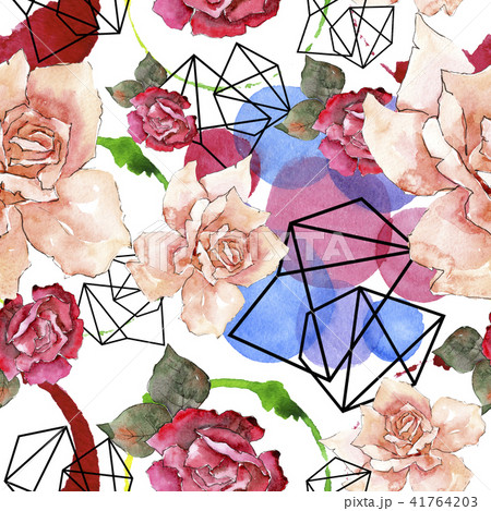 Colorful roses. Floral botanical flower.Seamless background pattern. Colorful roses. Floral botanical flower.Seamless background pattern. 41764203