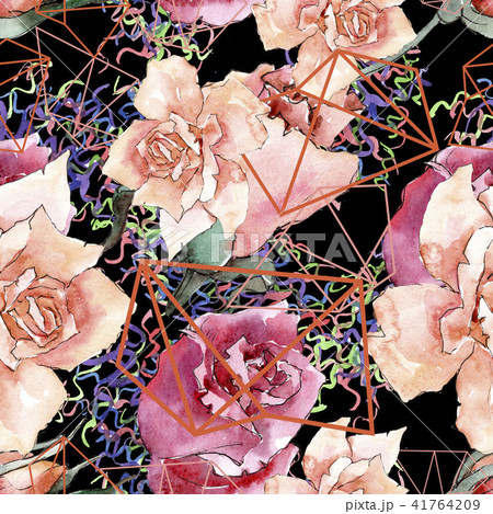 Colorful roses. Floral botanical flower.Seamless background pattern. Colorful roses. Floral botanical flower.Seamless background pattern. 41764209