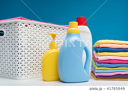 Clean laundry washed with detergents 41765649
