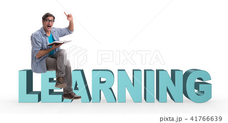 Young male student in education concept isolated on white 41766639
