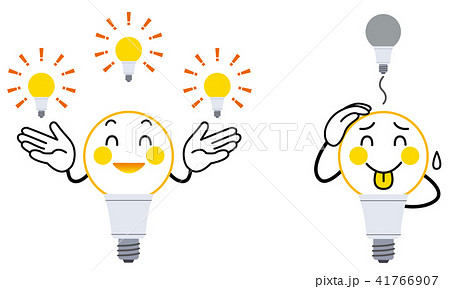 電球 キャラクター ヒント アイデアのイラスト素材