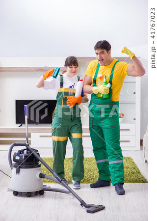 Cleaning professional contractors working at house Cleaning professional contractors working at house 41767023