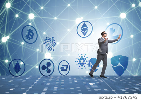 Concept of various cryptocurrencies and businessman Concept of various cryptocurrencies and businessman 41767545