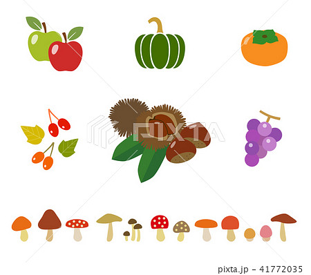 秋の食べ物アイコンセットのイラスト素材