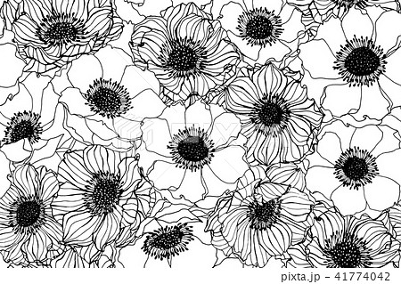 Seamless Anemone Flower Pattern Background のイラスト素材