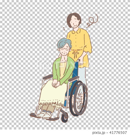 A wheelchair nursing woman illustration Mature age - Stock Illustration ...