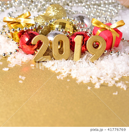 2019 year golden figures and Christmas decorations 2019 year golden figures and Christmas decorations 41776769