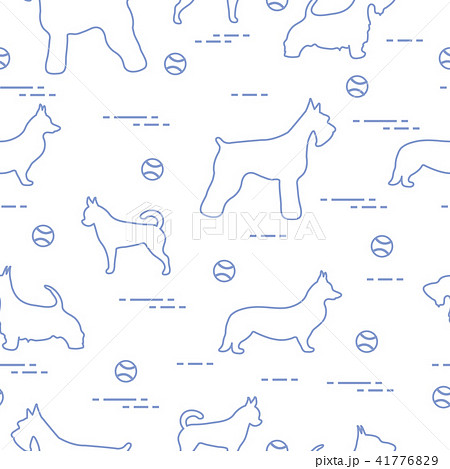 Seamless pattern with dogs and tennis balls 41776829