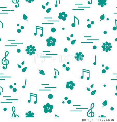 Seamless pattern of notes, flowers, leaves 41776830