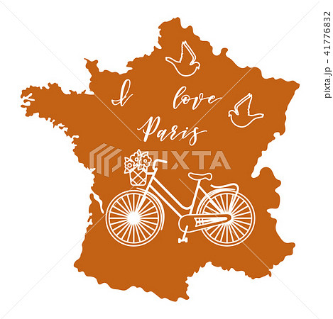 Map of France, bicycle, pigeons 41776832