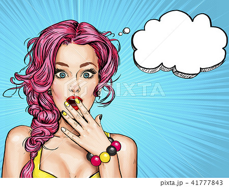 Surprised young sexy woman with open mouth.  41777843