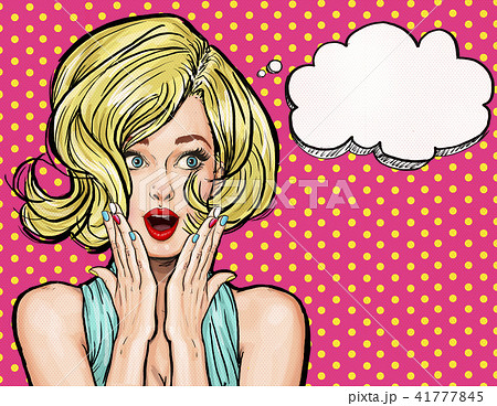 Surprised young blond woman with open mouth. 41777845