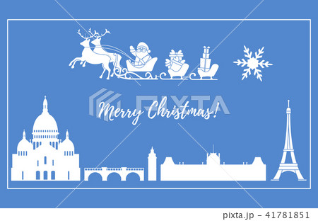 Santa Claus in sleigh with deers flying over Paris Santa Claus in sleigh with deers flying over Paris 41781851