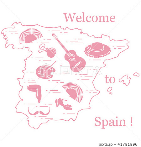 various symbols of Spain arranged in a circle various symbols of Spain arranged in a circle 41781896