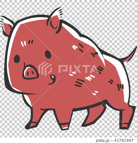 猪 版画風 のイラスト素材