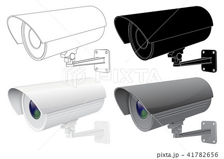 Security Cctv Camera Outline Drawing Black のイラスト素材