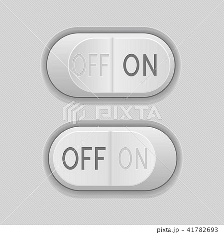 Toggle switch buttons. On and Off 3d gray push icons Toggle switch buttons. On and Off 3d gray push icons 41782693
