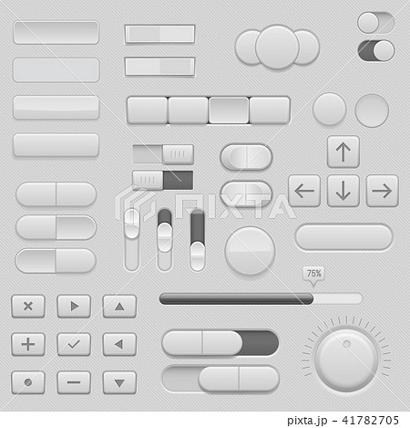 Gray interface buttons and sliders. 3d set of UI icons 41782705