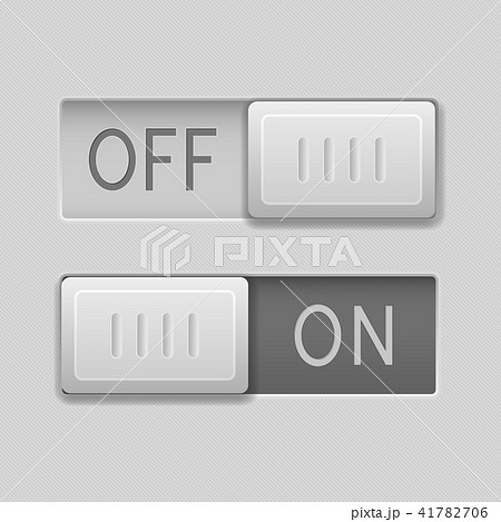 On and Off toggle switch slider buttons. Rectangle icons 41782706