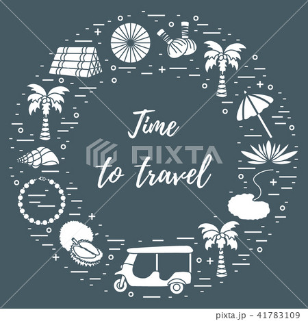 Vacation and travel elements arranged in a circle 41783109