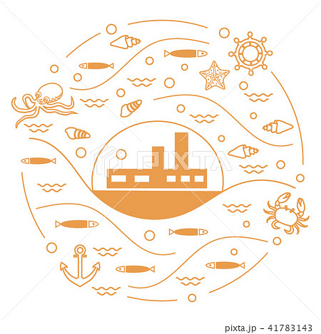 ship, octopus, fish, anchor, helm, waves, ship, octopus, fish, anchor, helm, waves, 41783143