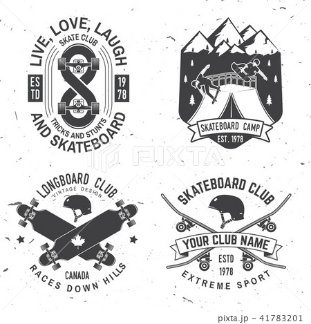 Set of Skateboard and longboard club badges. Vector illustration Set of Skateboard and longboard club badges. Vector illustration 41783201