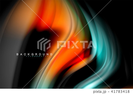 Fluid liquid colors design, colorful marble or plastic wavy texture background, glowing multicolored 41783418